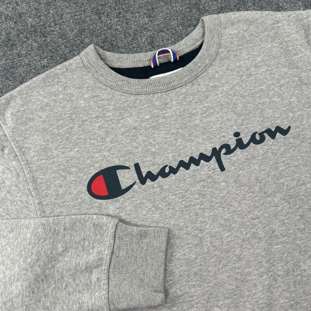 Champion Sweatshirt Small Gray GF88H 1IC Script Logo Pullover Mens